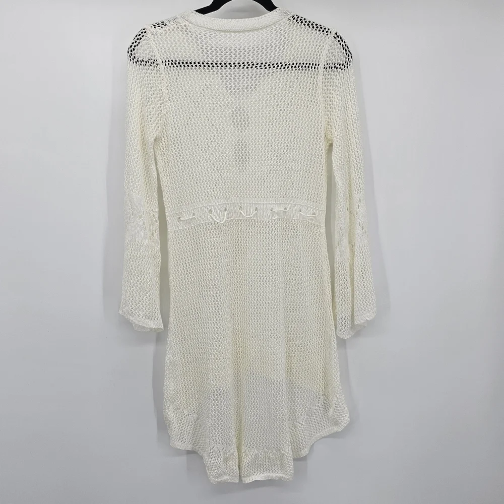 Ivory Crochet Swim CoverUp Hi Lo Breathable Dress Womens One Size